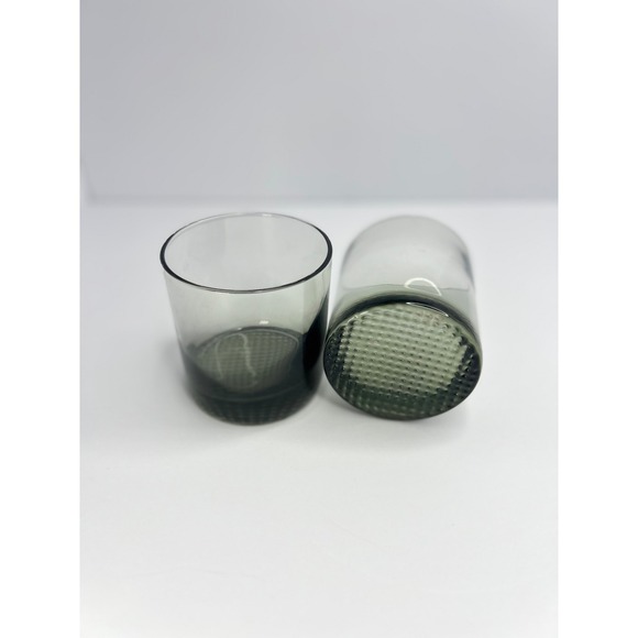 2 Smoke Grey MCM Tumblers Glass Drink Cup‎ Vintage Barware 3.5" x 3.25" - Picture 2 of 12